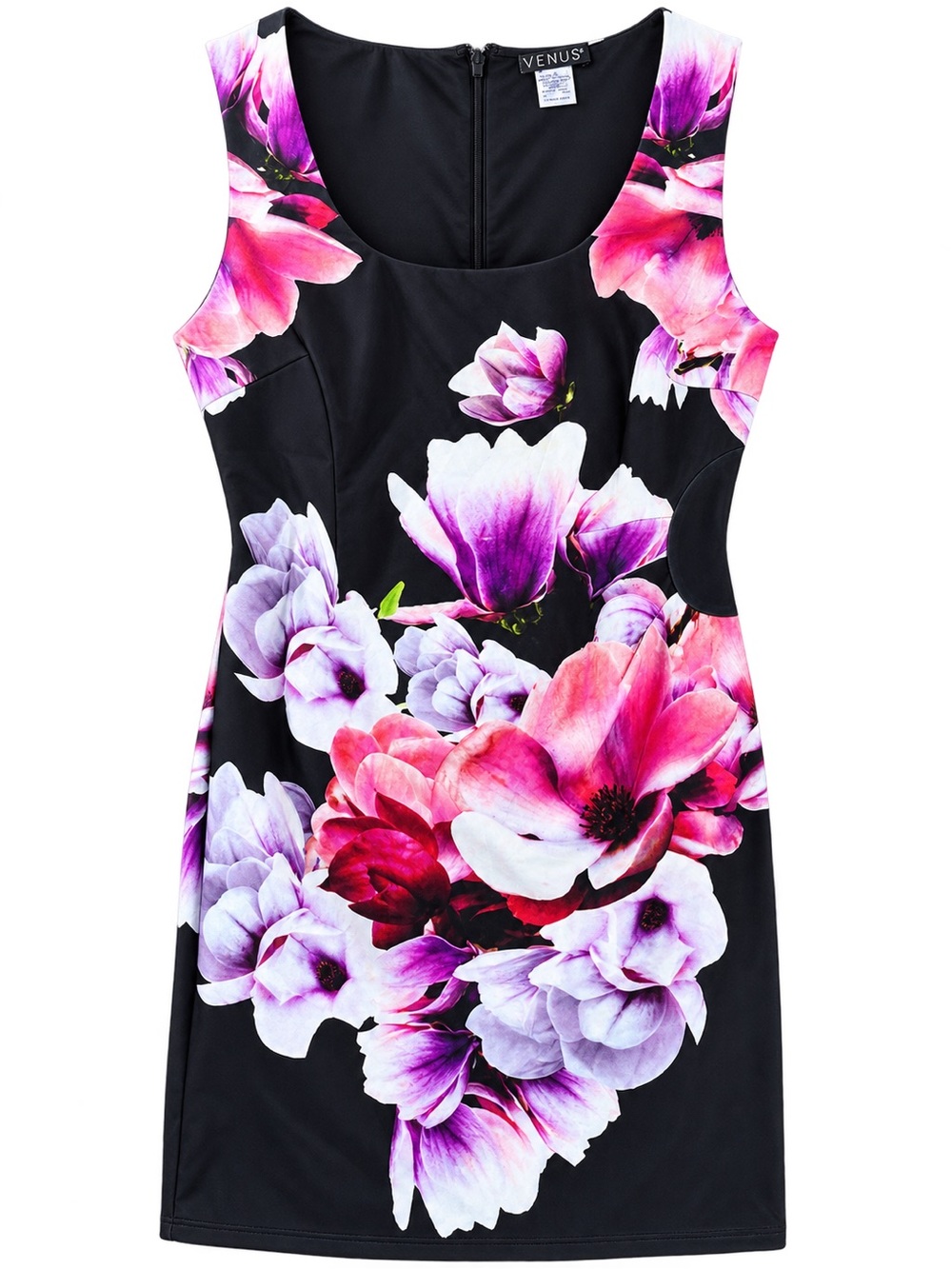 Vero Moda Black Mini Dress with Pink & Purple Floral Print